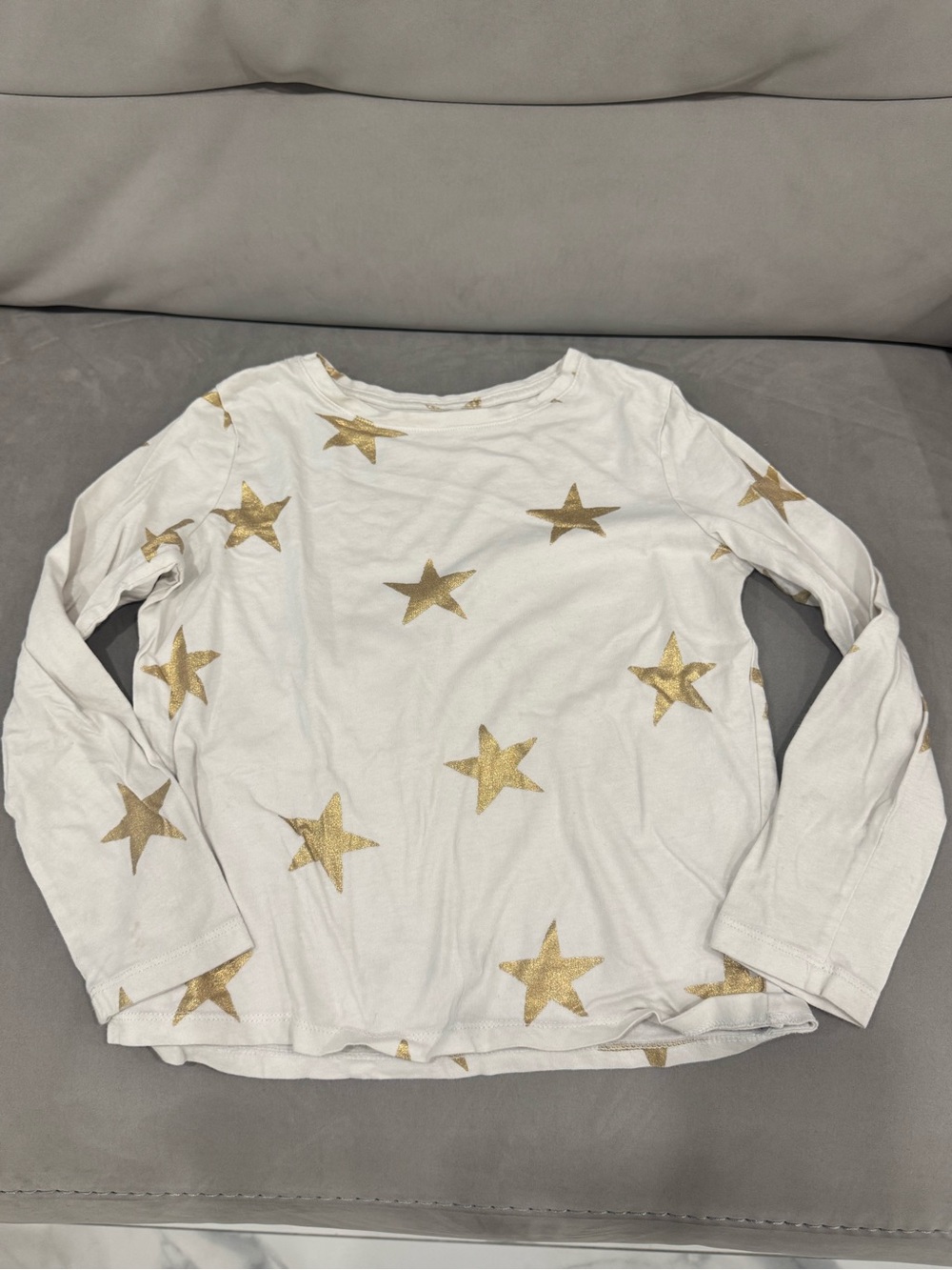 Old Navy White Long-Sleeve Tee with Gold Star Print